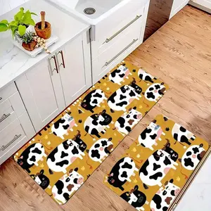 Cow Patterns Kitchen Mat Set Of 1/2/3 pc, Flannel Non-Slip  Runner Comfort Standing Mats, Washable Kitchen Rugs For Floor Sink Laundry Entryway
