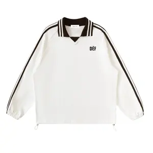 DĒF Contrast Striped Lapel Collar Sweatshirt