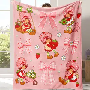 Viral Strawberry Shortcake Coquette Blanket Soft Pink Cottagecore Blanket Cute Cozy Blanket for Lazy Days Don’t Miss This Cozy Find Cute Cozy Blanket for Lazy Days Retro Strawberry Shortcake Throw - Thoughtful Gift for Your Daughter/Niece