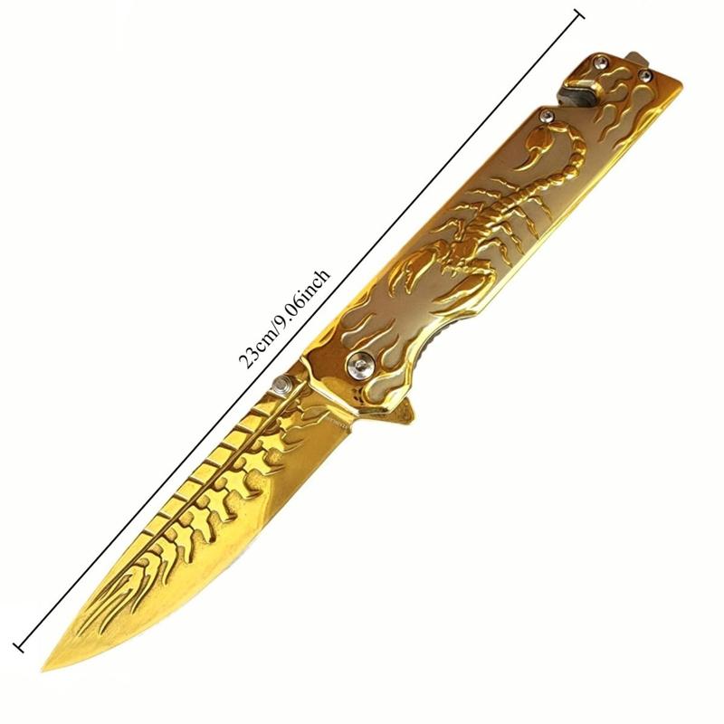 3D Scorpion Embossed Tactical Pure Manual Folding Knife, Outdoor Camping Hiking Knife, Durable Men's EDC Gift, Christmas Gift, Birthday Gift