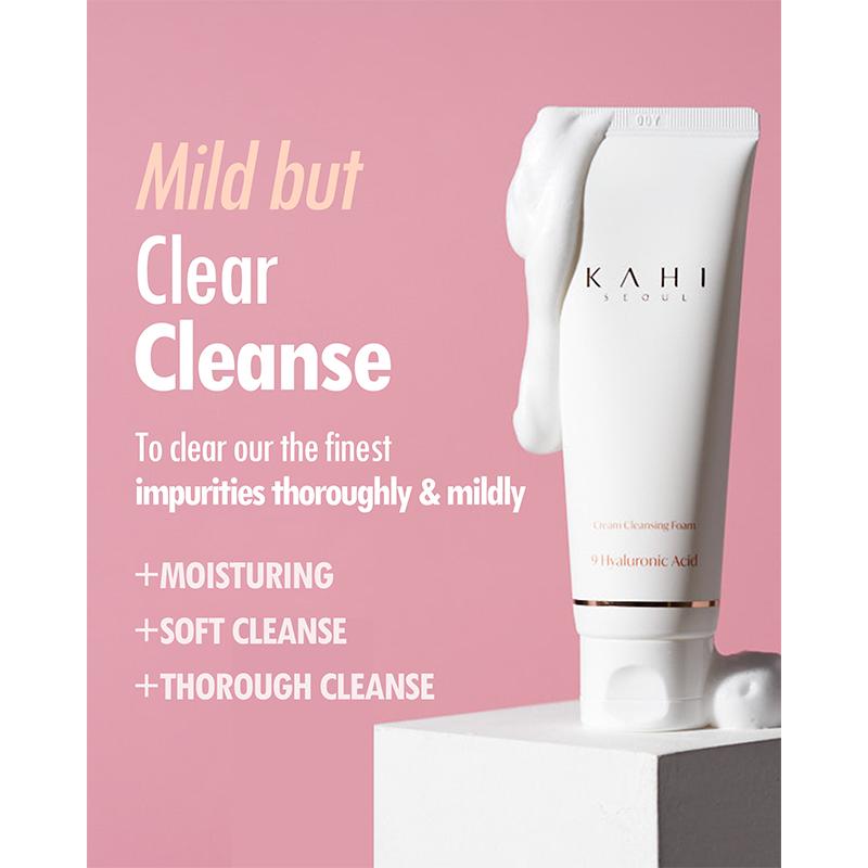 KAHI Cream Foaming Cleanser Facial Wash - Hydrating Cream to Foam Cleanser for Oily & Combination Skin - Gentle Foaming Wash w/ Collagen (2.70 fl oz)