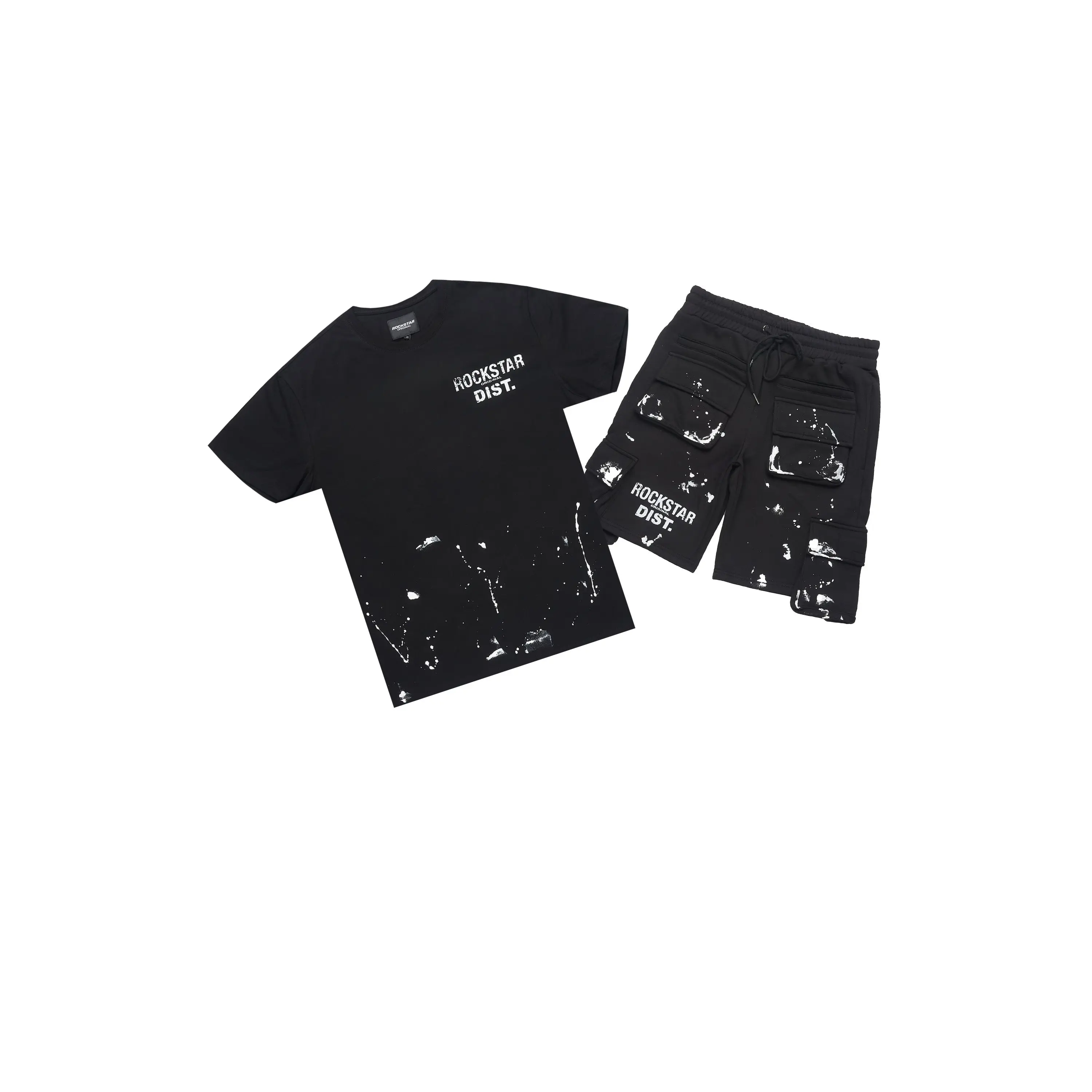 Raffer Black/White T-Shirt Cargo Shorts Set