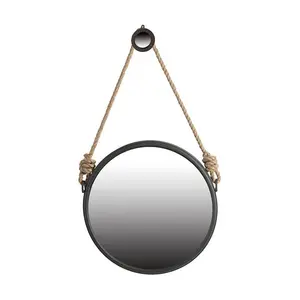 Small Round Hanging Mirror with Jute Rope by Valerie