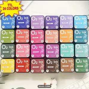 24 Colors Water-reactive Oxide Ink Pads, O2 Ink Pad Stamping Tools For Scrapbooking Handmade Craft Art Paint Ink Pad - FULL COLORS