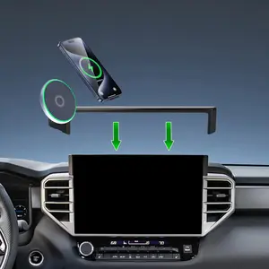 Car Phone Holder for 2022-2025 Toyota Tundra/2023 2024 2025 Toyota Sequoia Accessories 15W Fast Wireless Charger Screen Fixed Clip Cell Phone Mount Hands-Free 360 Degree Rotation(14 Inch)