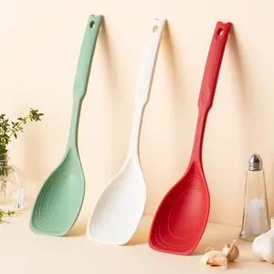 Non-stick 2 in 1 Silicone Spoon Spatula, 1 Count Heat Resistant Cooking Utensil, Kitchen Utensils Gadgets for Home Use, Household Kitchen Products