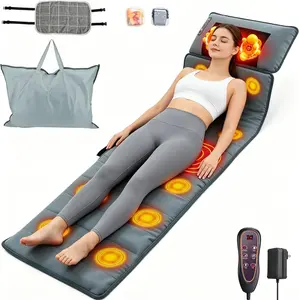 Full Body Massage Mat with Heat Two Earplugs- 10 Vibration Motors & 9 Modes,Back/Neck Massager Chair Pad, with Neck Pillow Timer Anti-Slip Bottom Gifts for Stress Relief(Advanced),pad comfort