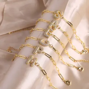 Zircon Bubble Initial 26 Letters Name Bracelet Personalized Jewelry Gift for Couples or Friends