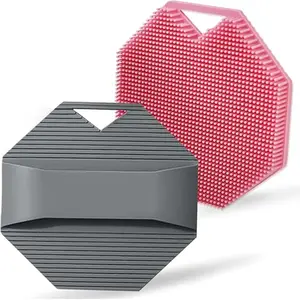 Silicone 2 Pack Body Scrubber for Sensitive Skin - Non-Slip Design, Travel-Friendly for Men & Women, Includes Gray & Purple Bath Personal