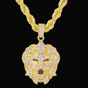 MaxBling81 Men's Iced Cubic Zirconia Pendant with 8mm 24" Thick Rope Chain Necklace - High-Quality Polished Design, Daily Wear, Ideal Gift Option