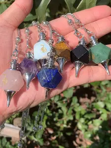1pc Square Pendulum Spirit Pendulum Natural Crystal Set, Rainbow Chakra Amethyst for Divination & Halloween, Ideal Gift for Friends