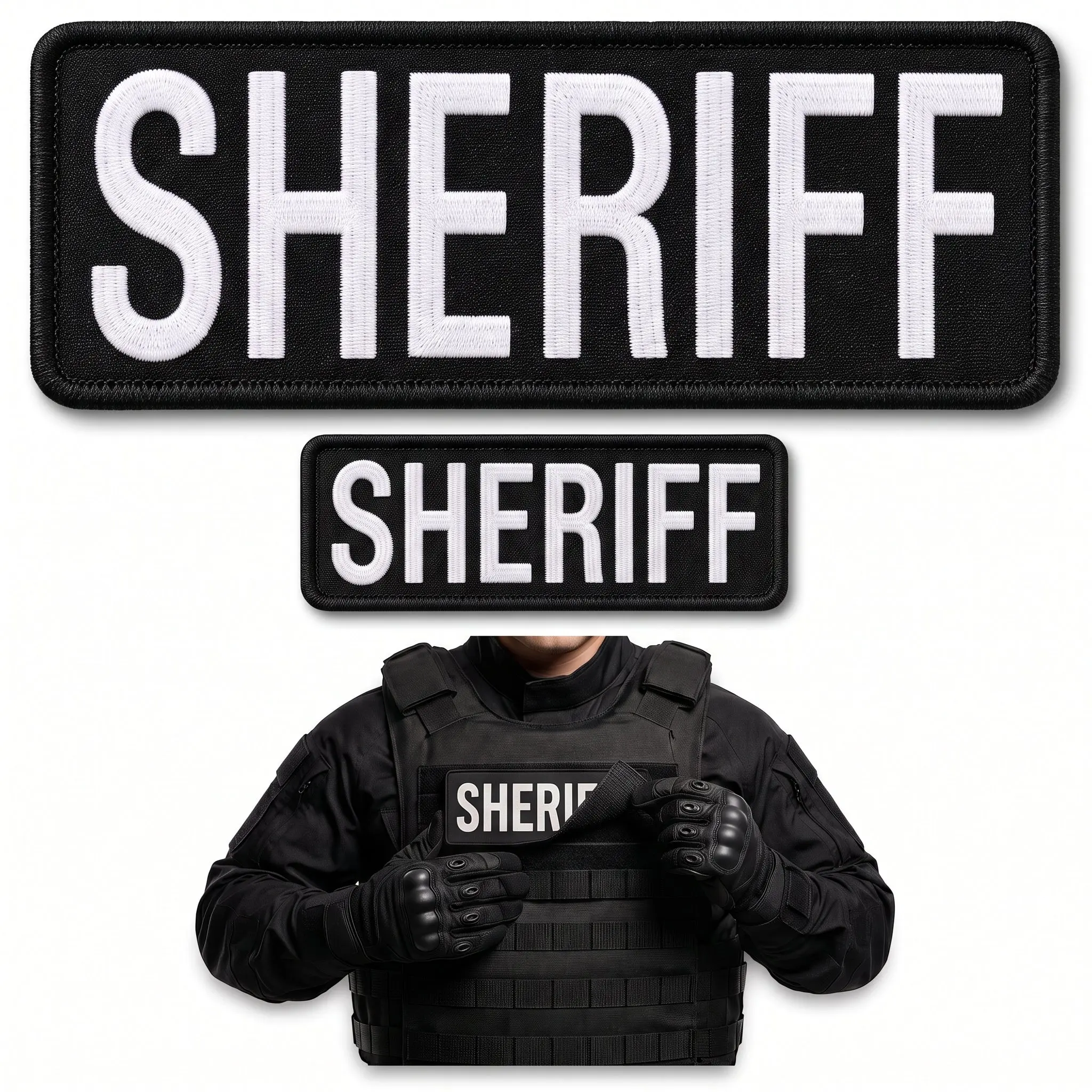 Sheriff Patch Set (2-Pc), Embroidered Hook & Loop