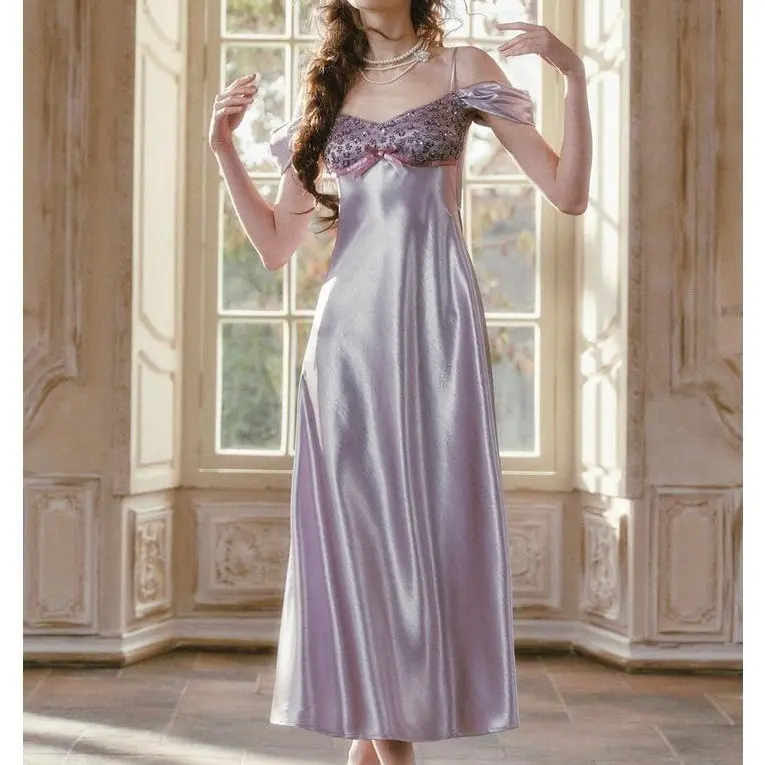 Glazed Purple Satin Dress Elegant Party Dresses Cocktail Party Dresses
