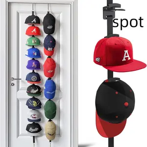Door Hat Rack, Bidirectional Hanging Hat Holder, Adjustable Hooks, Baseball Cap Organizer, Wall Mounted Storage Shelf for Bedroom, Entryway, Garage