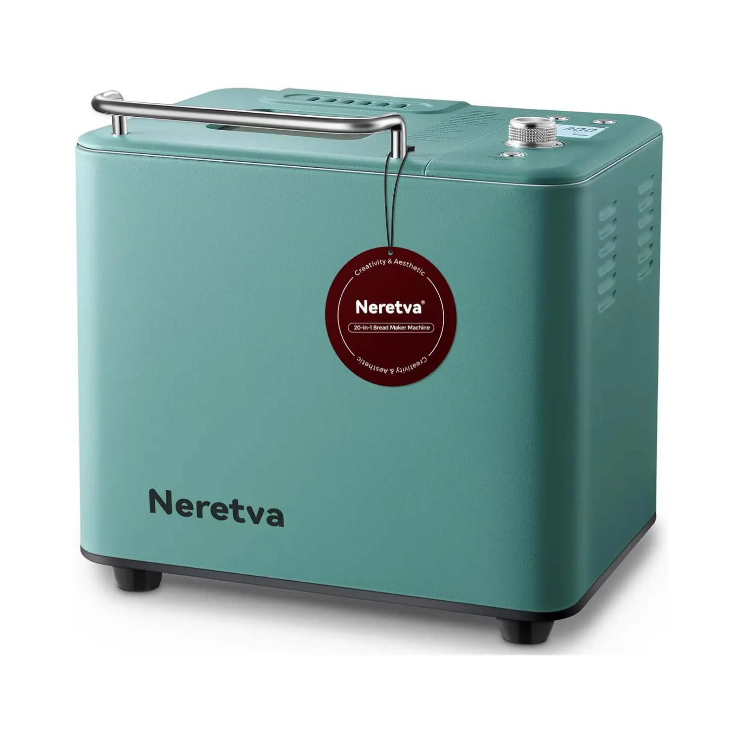 Neretva Bread Maker, 20-IN-1 2LB Bread Machine Dual Heater Bread Maker Machine Automatic with Nonstick Ceramic Pan, 15H Timer & 1H Keep Warm Set, Low Noise, Stainless Steel Breadmaker Recipe