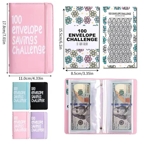 100-Day Saving Challenge Coin Envelope Budget Storage Book - Durable and Portable, Binding Covers, Daily Savings Tracker, Habit-Forming System, $5050 Cash Goal, Build Emergency Fund, Boost Financial Discipline, Organized and Private