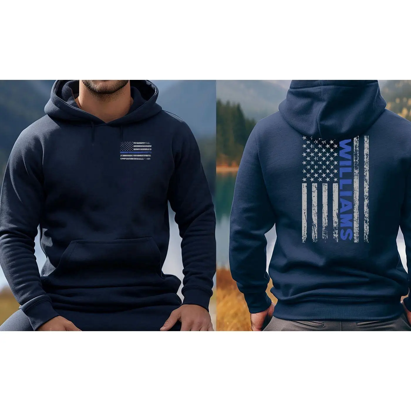 Custom Blue Line American Flag Sweatshirt, Police Officer Gift, Custom Police Gift, Thin Blue Line Shirt, Personalized Police Sweater