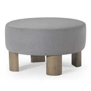 Maven Lane Celia Contemporary Upholstered Ottoman with Refined Grey Wood Finish