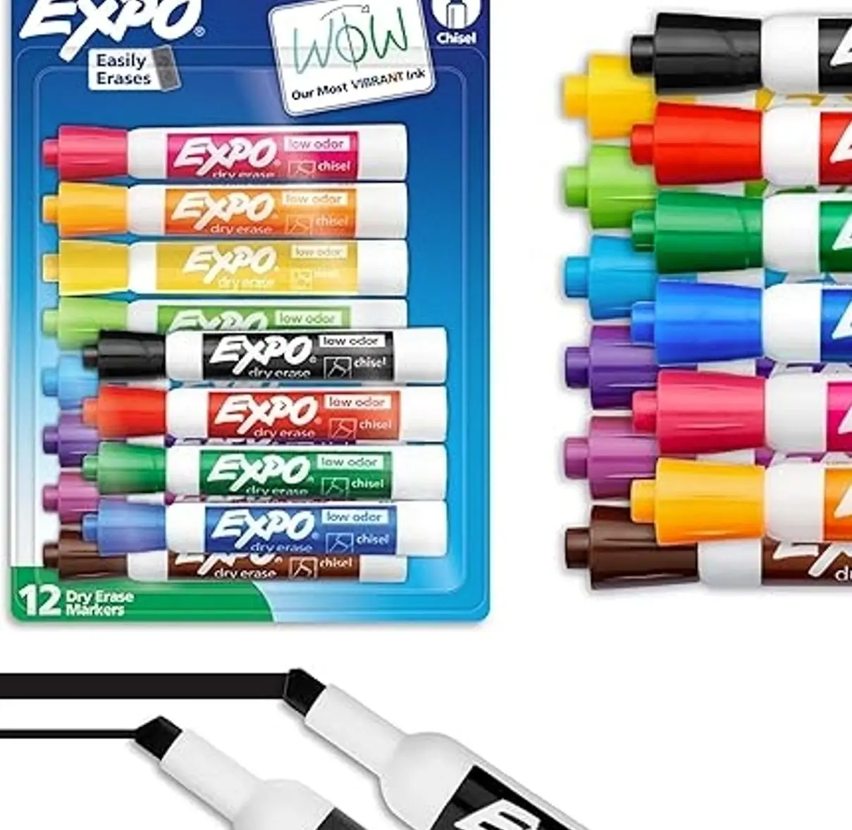 EXPO Dry Erase Markers, Low Odor Ink, Assorted Colors, Chisel Tip  - Whiteboard, Calendar, Organization, Essential Supplies for Office, School, Classroom, Teachers