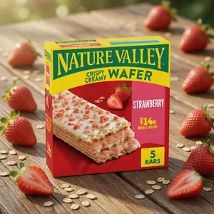 Nature Valley Crispy Creamy Wafer Bars, Strawberry, Whole Grain, 5 Bars, 6.5 oz