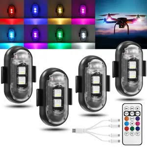 4PCS RGB Led Aircraft Strobe Light with Remote Control,8 Colors USB Rechargeable Waterproof Anti-Collision Led Emergency Warning Lights,Wireless Motorcycle Flash Light for Car Motorcycle Drone Aircraft Bike#SummerWins #DealsForYouDays