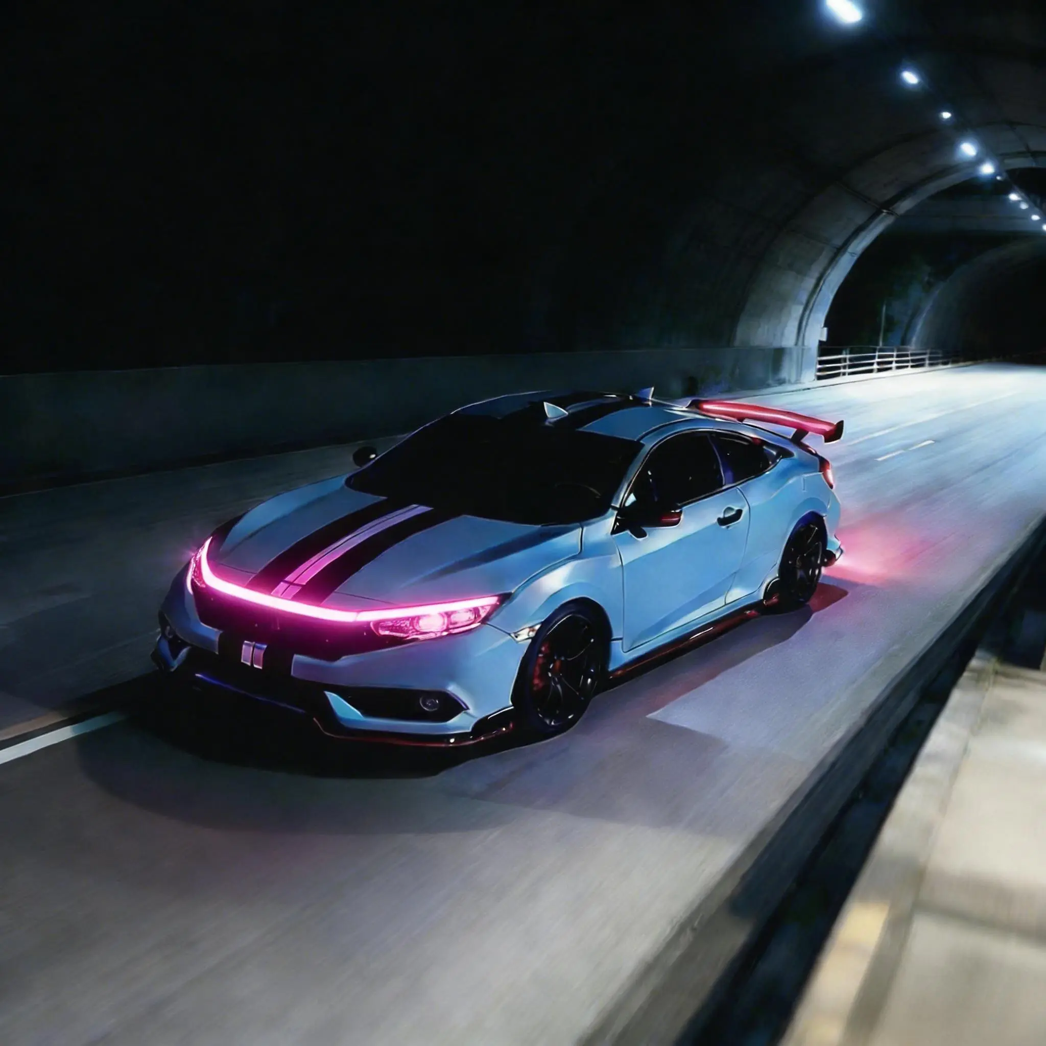 Pink hood lights + Red Carbon Fiber Tail Light