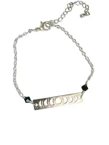 Kinley Jewelry LLC Eclipse Phases Bar Bracelet - Adjustable Silver Rectangular Bar with Crystal Bicone Beads & Lobster Claw Clasp, 7" + 2" Extender