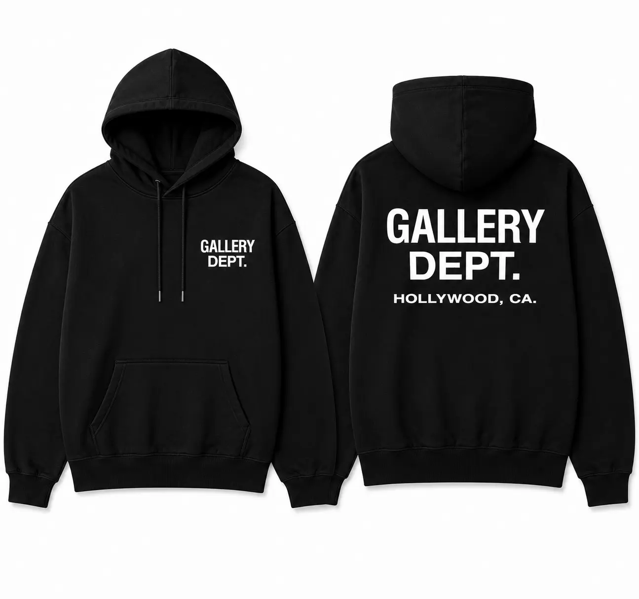 Gallery Dept Hoodie, Hollywood Logo Hoodie, Pullover Sweatshirt, Heavyweight Cotton Hoodie, Unisex Streetwear