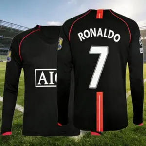 07 08 Long Sleeve Shirt CR7 7# Ronaldo Away Retro Soccer Jersey Fans Version
