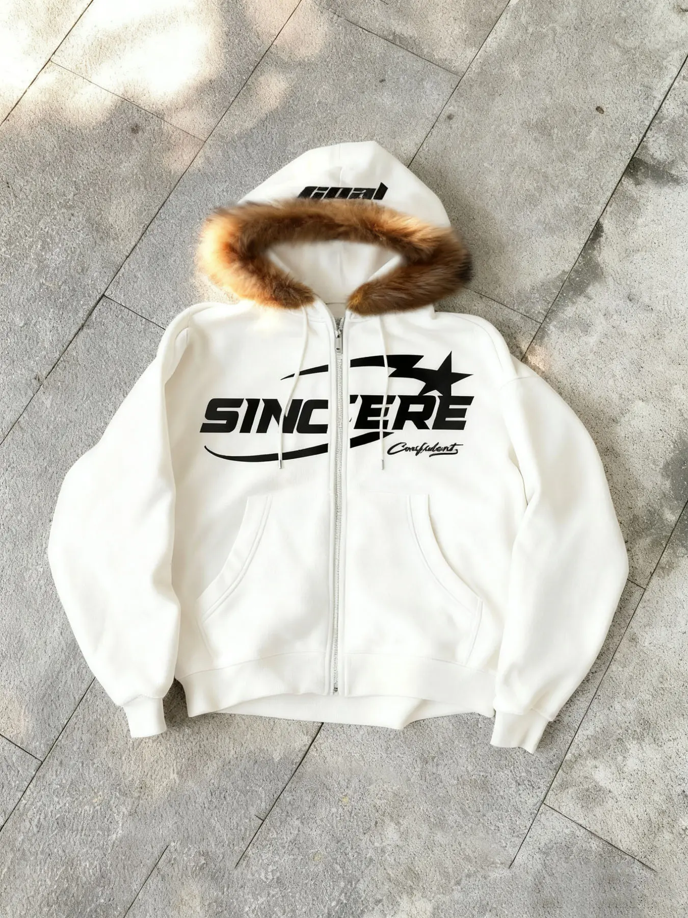 Men's Sincere Faux Fur Long Hoodie with Zipper, Casual Fitted Graphic Streetwear, Fall & Winter Daily Wear, Outdoor & Party
