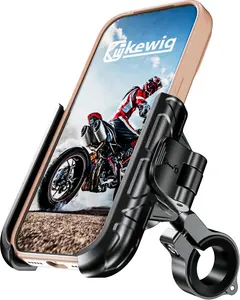 Kewig Motorcycle Phone Mount with Aluminum Alloy Mounting Base [Camera Friendly] [1s Lock & Release] Bike Handlebar Cellphone Holder for Scooter Bicycle ATV, Fit 5.4-7.2" Smartphone