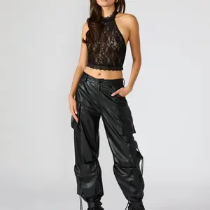 Steve Madden VEGAN LEATHER DUO PANT BLACK