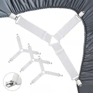 Bed Sheet Holder Straps Fitted Sheet Keepers Bedsheet Holders Fasteners - Elastic Adjustable Bedsheet Holders for a Wrinkle Bed Sheet