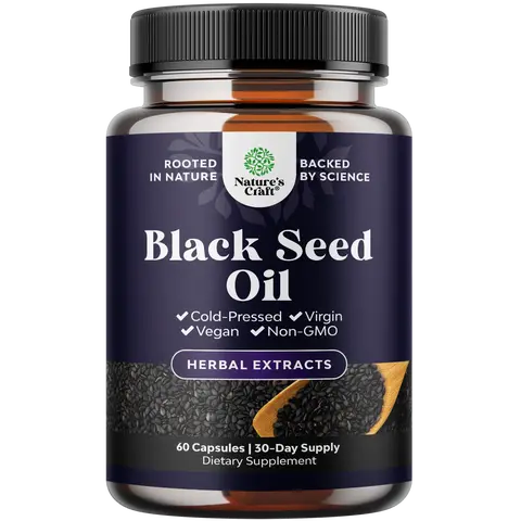 Nature's Craft Black Seed Oil Supplement - Hair Growth Immune Support Joint Health and Digestion Healthcare Fitness Food Supplement Natural Supplements