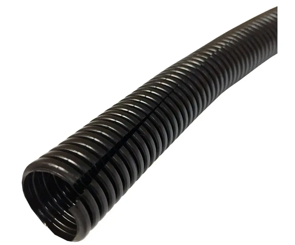 212 MAIN PE Corrugated Flexible Slit Colored Split Wire Loom - 0.75 in Dia, 100 ft Length, Black, Easy Insert, Abrasion/Temperature/Impact-Resistant Cord Protector Sleeve for Electronics Cables, Automotive Wire Protection