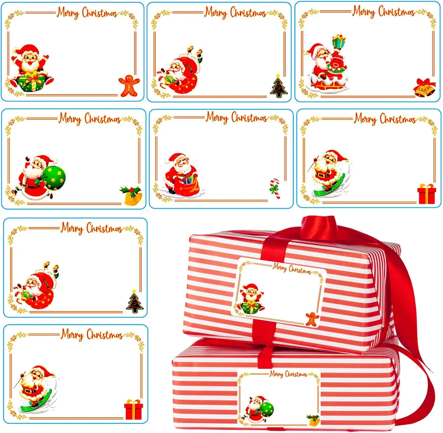 120Pcs Christmas Labels Stickers, Christmas Name Gift Label Xmas Tags Sticker Self-Adhesive Xmas Sticky Labels for Present Party Bags Cards Envelope