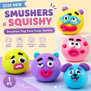2026 New Smushers Squishy – Smushers Dog Face Swap Squishy, Cute Animal, Slow Rising Soft Squeeze Stress Relief Fidget for Adults Anxiety Relief, Office Home Travel, Squishy Fidgets