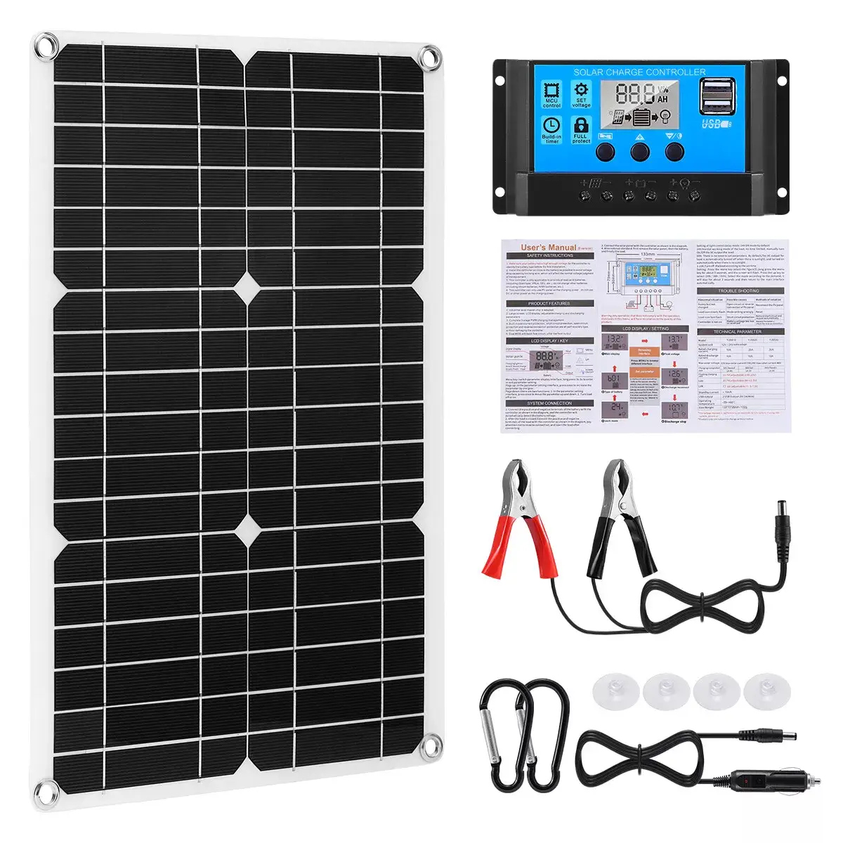 400 Watts Solar Panel Kit 100A 12V Battery Charger w/ Controller Caravan Boat RV