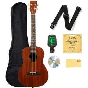 MK-B Ma Baritone Ukulele Bundle with Gig Bag, Tuner, Strap, Aquila Strings, Online Lessons, Austin Bazaar Instructional DVD, and Polishing Cloth