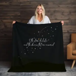 To the Stars Who Listen ACOTAR Blanket, Night Court stars in OR Sherpa/Fleece, snuggly bookish blanket to wrap Sarah J Maas fans