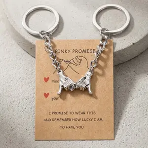 Magnetic Couple Keychain Set - Creative Metal Interlocking Pendants for Him and Her - Romantic Gift for Valentine's Day, Anniversary