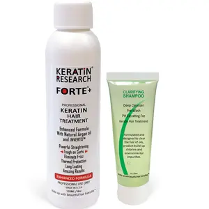KERATIN RESEARCH Forte Keratin Brazilian Keratin Hair Blowout Treatment Extra Strength with Moroccan Argan Oil Enhanced Formula for Curly Hair Queratina Brasilera Forte
