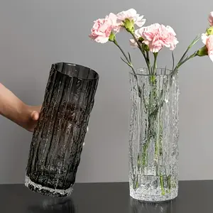 1PC Modern glass irregular vase, suitable for flowers and fake plants, fake grass, rose petals Suitable for living room, dining table, bedroom, balcony, suitable for Christmas, decorative household products  Light Transparent Floral Glossy Decoration Curv