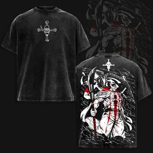 Whitebeard - OP Washed T-Shirt, Edward Newgate Anime Graphic Tee, Anime Merch ,Acid Wash Graphic Tee, Oversized Unisex Casual Top, Anime Fan Gift