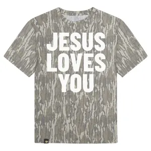Camo Jesus Loves You Tee, Mossy Oak Jesus Loves You T-Shirt