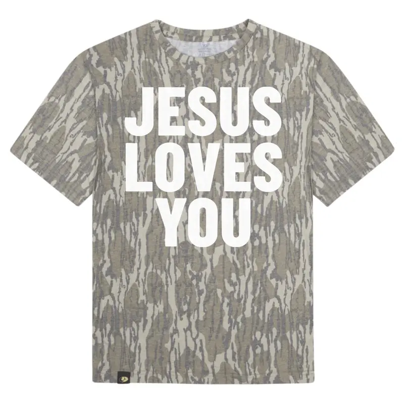 Camo Jesus Loves You Tee, Mossy Oak Jesus Loves You T-Shirt