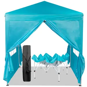 6.5X6.5FT Two Doors & Two Windows Practical Waterproof Right-Angle Folding Tent Lake blue