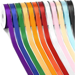 Satin Ribbon 12 Colors 3/8 Inch x 12 Rolls Total 120 Yards, Colorful Ribbon Perfect for Gift Wrapping, Crafts Hair Bows, Flower Bouquet, Wedding Party Decoration and More