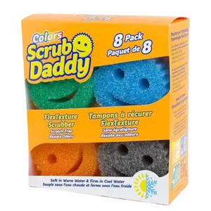 Scrub Daddy & Mommy Color Sponges 8-Pack FlexTexture Soft in Warm Water Firm in Cool Water Ideal for Cleaning Tasks