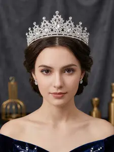 Elegant Princess Crown Headband, Sparkling Rhinestone Wedding Bridal Hair Accessory, Birthday Party Beauty Pageant Tiara, Women's Event Hair Decor